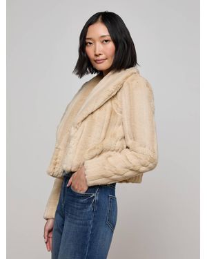 L'Agence Veste En Fourrure Synthétique Davy, Fourrure À Rayures Latte - Neutre