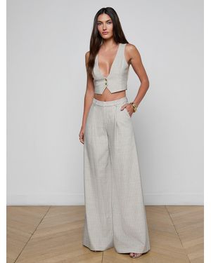 L'Agence Allanah Pinstriped Trouser - White