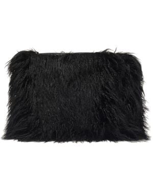 L'Agence Adelina Faux Fur Clutch - Black