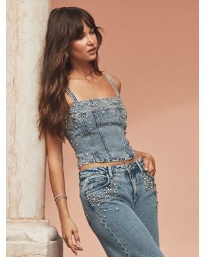 L'Agence Arlin Embellished Tank Top - Blue