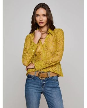 L'Agence Maia Floral Lace Blouse Top - Yellow
