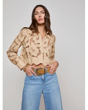 L'Agence Seychelle Cropped Lace Blouse Top - Blue
