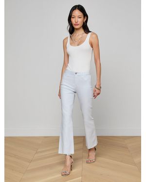 L'Agence Kendra Coated Cropped Flare Jean - White