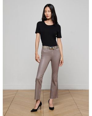 L'Agence Kendra Coated Cropped Flare Jean - Multicolour