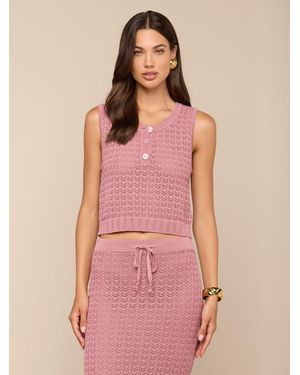 L'Agence Carven Pointelle Knit Tank Top - Rose