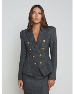 L'Agence Bethany Herringbone Blazer - Grey