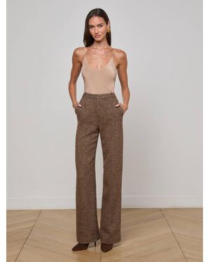 L'Agence Pantalon Droit Livvy, Motif Chevrons Marron - Neutre