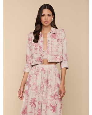 L'Agence Eda Cropped Linen Jacket - Pink
