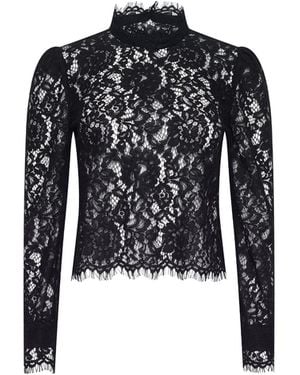 L'Agence Amarenthe Lace Blouse Top - Black