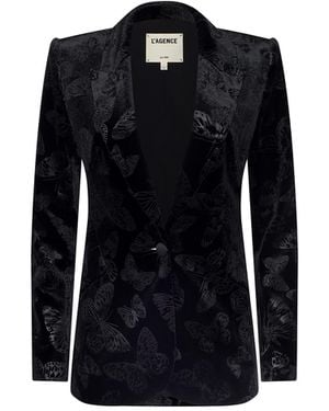 L'Agence Chamberlain Velvet Blazer - Blue