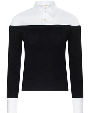 L'Agence 'Agence Mathilde Poplin Collar Pullover - Black