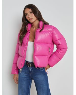 L'Agence Larsen Vegan Leather Puffer Jacket - Pink