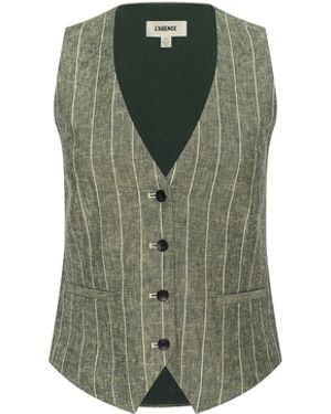 L'Agence Drina Linen-Blend Vest - Green