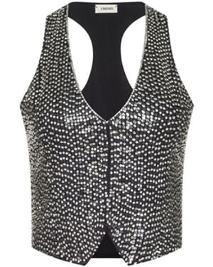 L'Agence Nixe Embellished Vest - Black