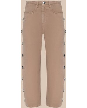 L'Agence Mallis Studded Bow-Leg Jean - Natural