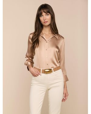 L'Agence Dani Silk Blouse Top - Neutre