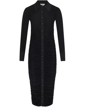 L'Agence Adriana Ruched Midi Dress - Black