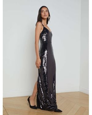 L'Agence Karma Sequin Maxi Dress - White
