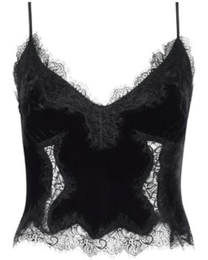 L'Agence Kimber Velvet Lace Camisole - Black