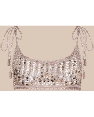L'Agence Taline Crocheted Bralette - Blue