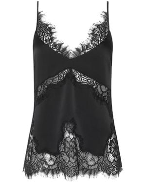 L'Agence Mitsu Satin Lace Camisole - Black