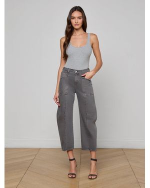 L'Agence Cody Cropped Barrel-Leg Jean - Grey