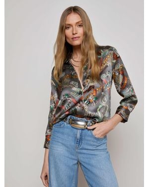 L'Agence Dani Silk Blouse Top - Blue