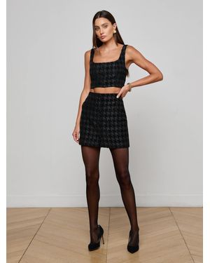 L'Agence Mireya Houndstooth Mini Skirt - Black