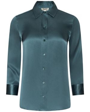 L'Agence Dani Silk Blouse Top - Blue