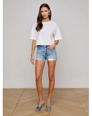 L'Agence Clark Distressed Denim Short - Blue