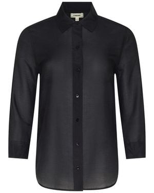 L'Agence Dani Cotton-Silk Blouse Top - Blue