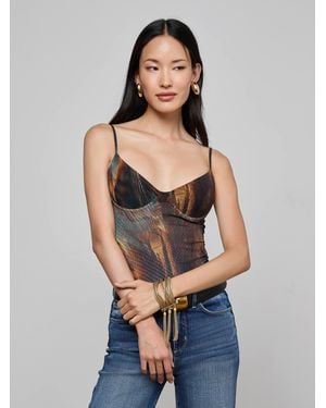 L'Agence 'Agence Elowen Mesh Bodysuit - Blue