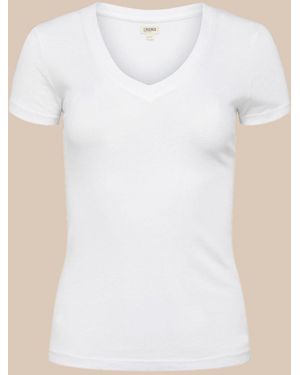 L'Agence Becca Cotton V-neck Tee - White