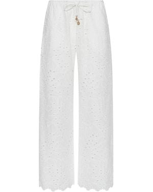 L'Agence Geraldine Eyelet Cover-Up Trousers - Natural