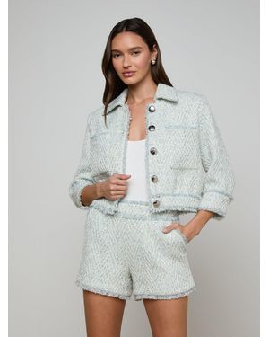 L'Agence Jia Fringed Tweed Jacket - White