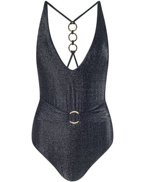 L'Agence Lisa Plunge One-Piece Swimsuit - Blue
