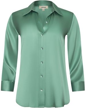 L'Agence Dani Silk Blouse Top - Green