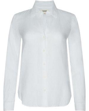 L'Agence Tyler Linen Blouse Top - White