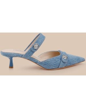 L'Agence Gilliane Denim Mule - Blue