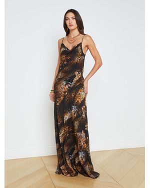 L'Agence Christine Silk Leopard-Print Dress - Multicolour