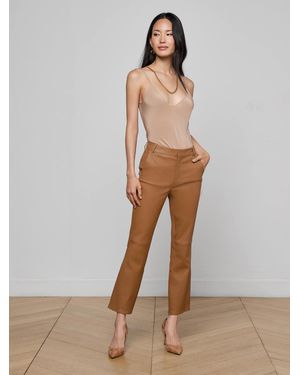 L'Agence Pantalon Bootcut En Cuir Ketra, Cognac Doux - Marron