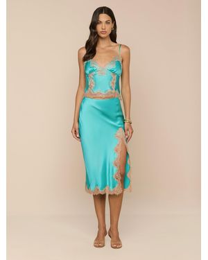 L'Agence Tico Silk Lace Skirt - Blue