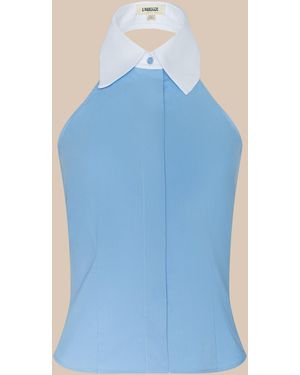 L'Agence 'Agence Rina Poplin Halter Top - Blue