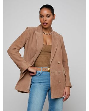 L'Agence Aimee Oversized Suede Blazer - Blue