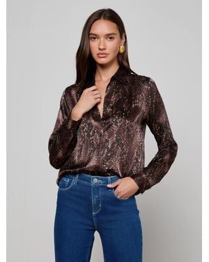 L'Agence Tyler Silk Blouse Top - Blue