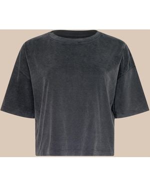 L'Agence Daria Oversized Cropped T-Shirt - Blue