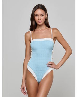 L'Agence Tory Bandeau One-Piece Swimsuit - Blue