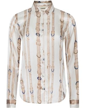 L'Agence Tyler Silk Blouse Top - Natural