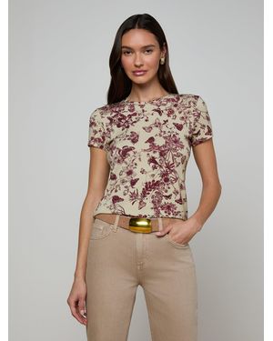 L'Agence T-Shirt Ajusté Ressi, À Imprimé Toile Papillons - Marron