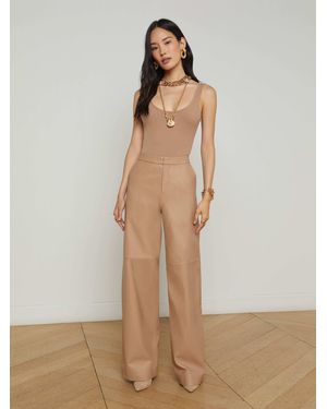 L'Agence Pantalon En Cuir Livvy - Neutre
